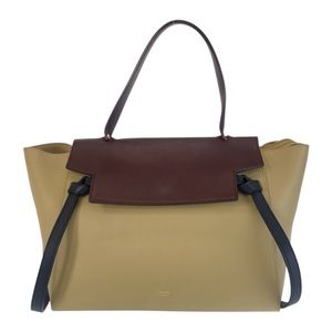 CELINE Beige Leather Shoulder Bag